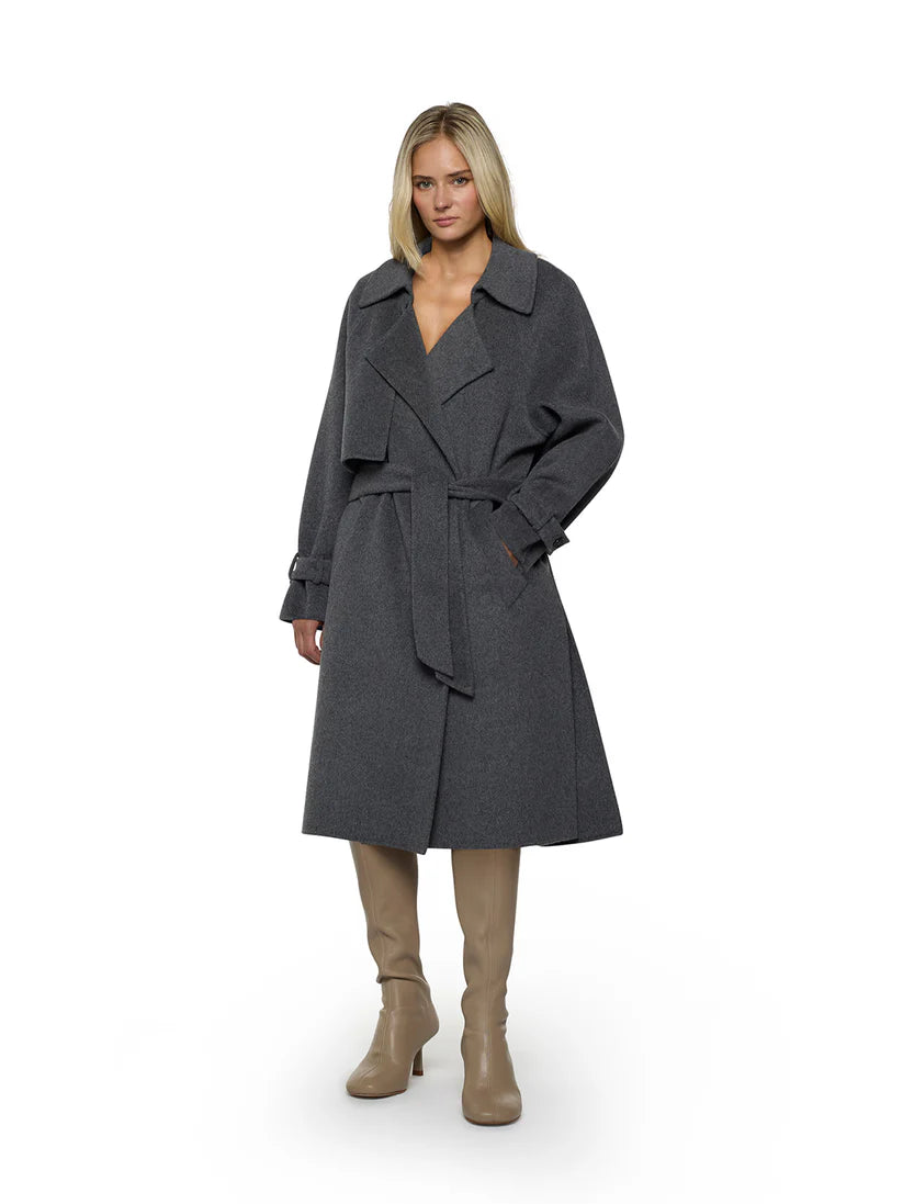 Trench con cintura in vita in panno double