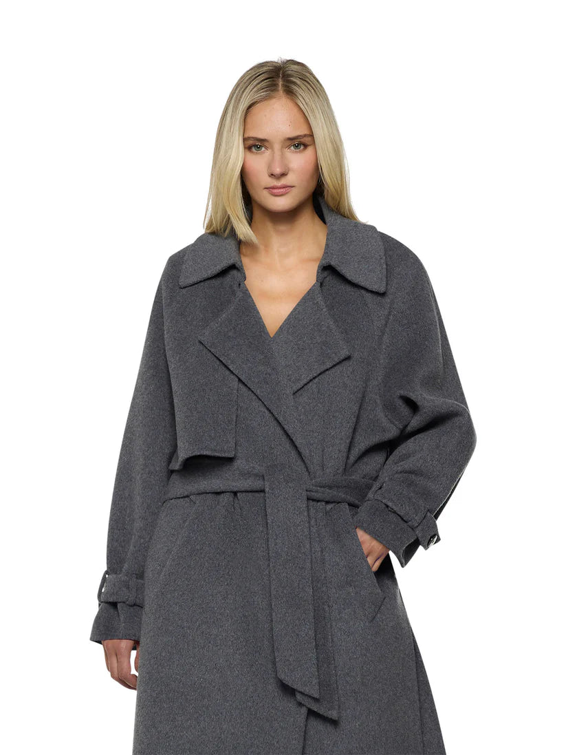 Trench con cintura in vita in panno double