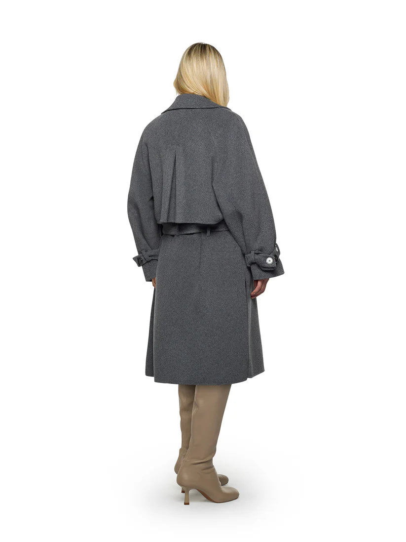 Trench con cintura in vita in panno double