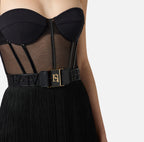 Mini abito in tulle con frange
