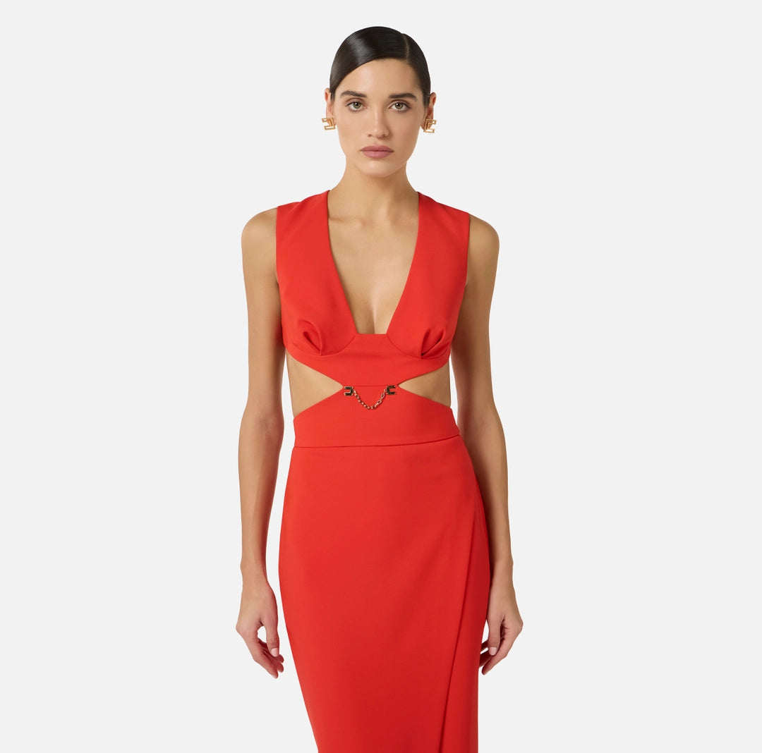 Abito Red Carpet in crêpe leggero con cut-out