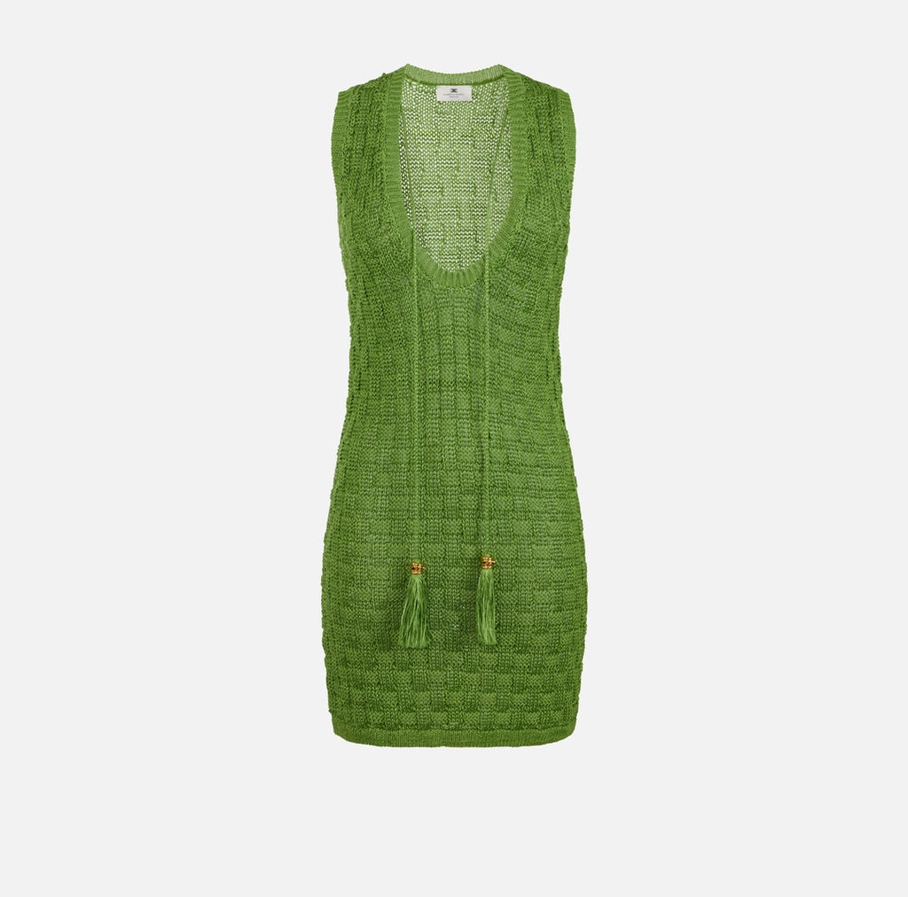 Mini abito in maglia con nappine