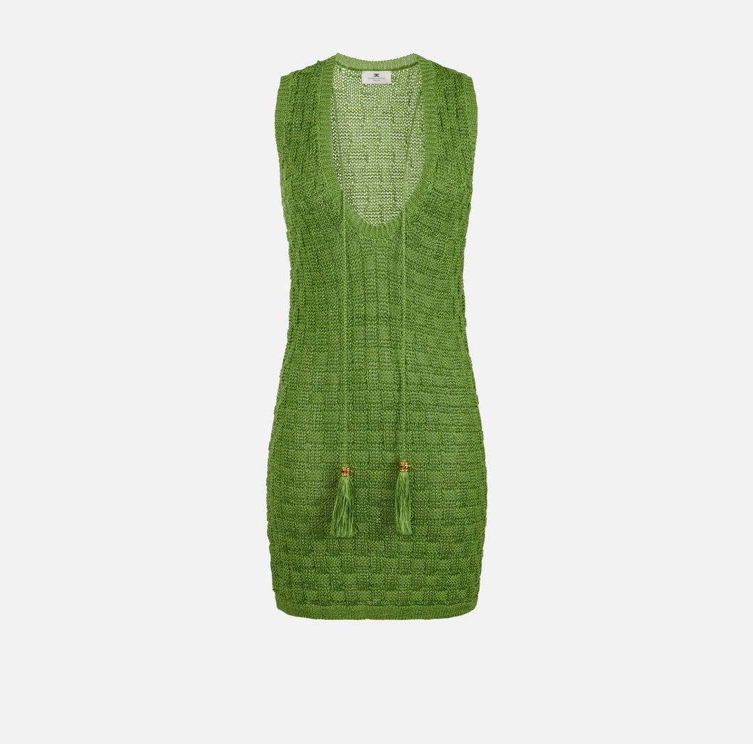 Mini abito in maglia con nappine