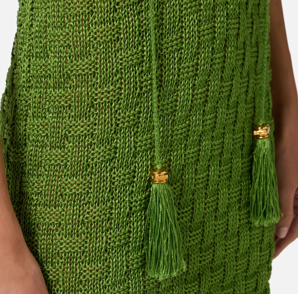 Mini abito in maglia con nappine
