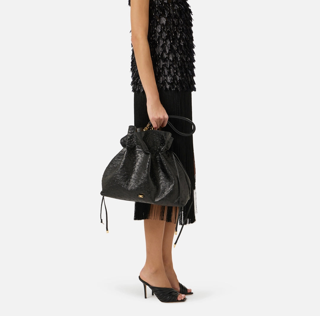 Tote in pelle con stampa struzzo "Spring Summer 2026"