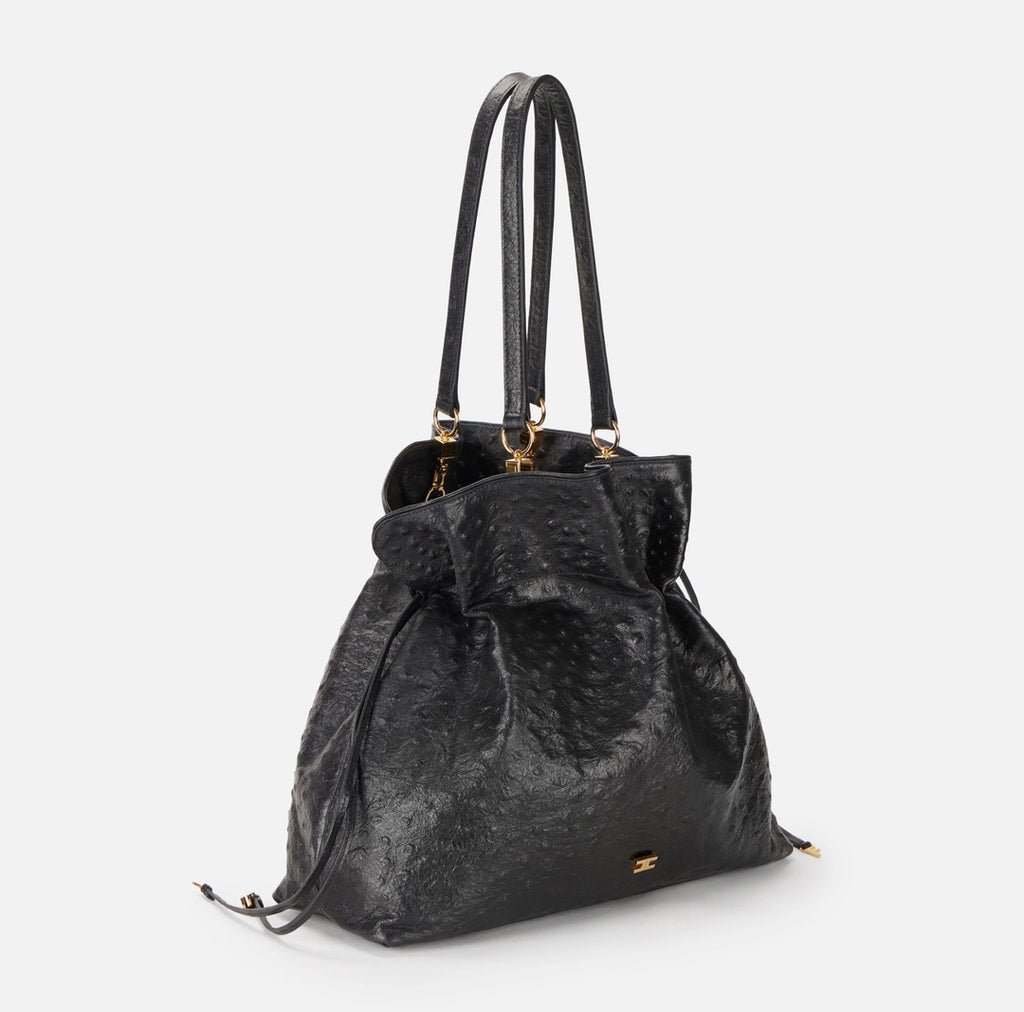 Tote in pelle con stampa struzzo "Spring Summer 2026"