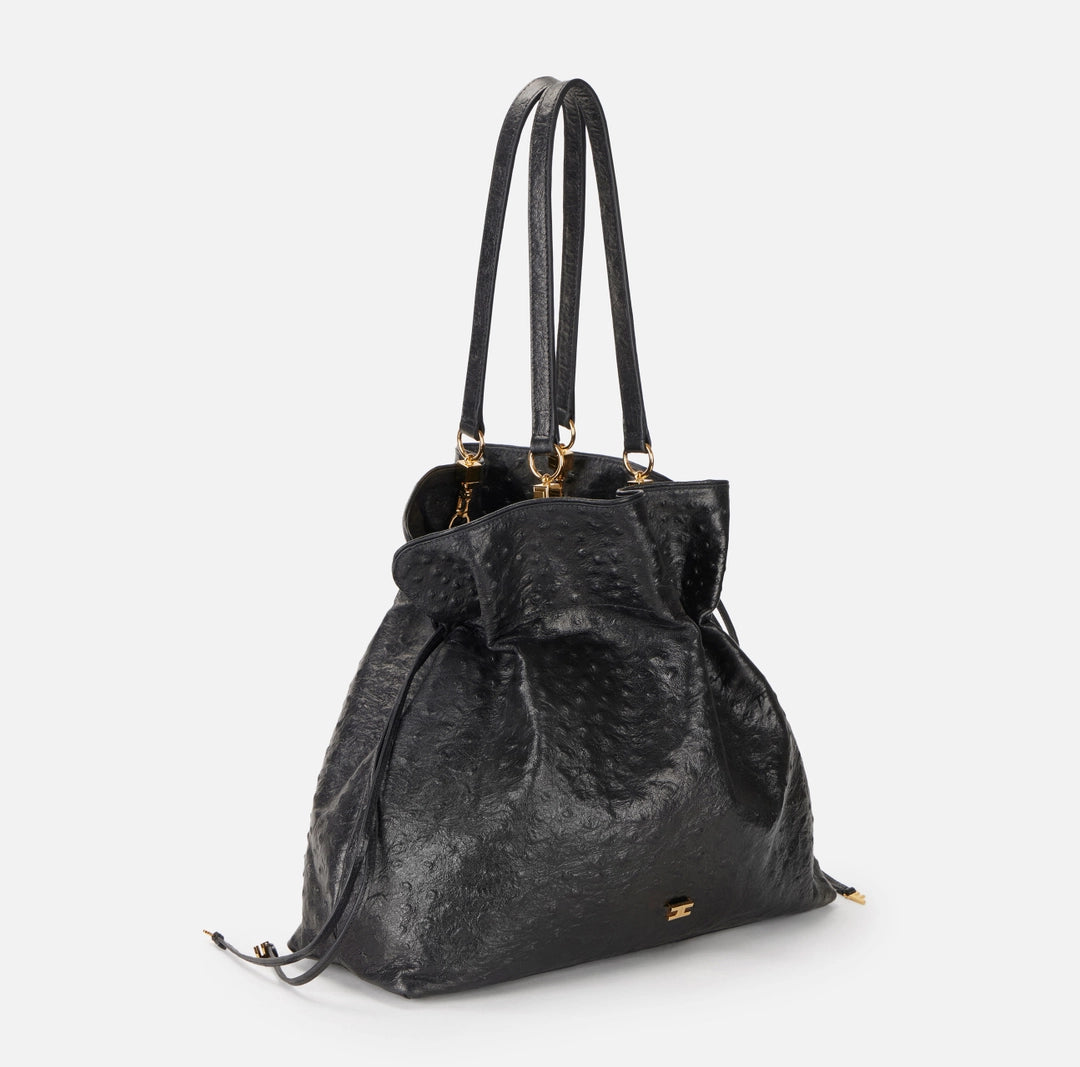 Tote in pelle con stampa struzzo "Spring Summer 2026"