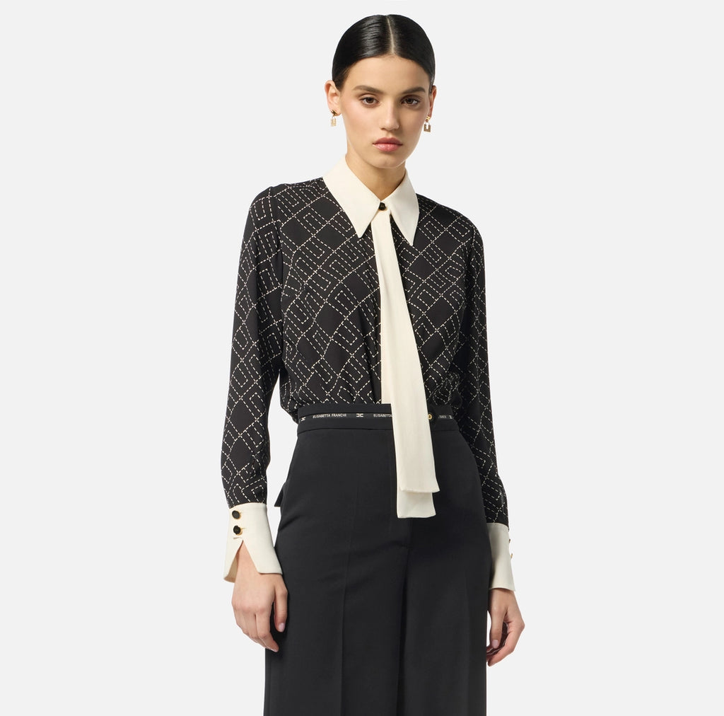Camicia in georgette con stampa bi-color