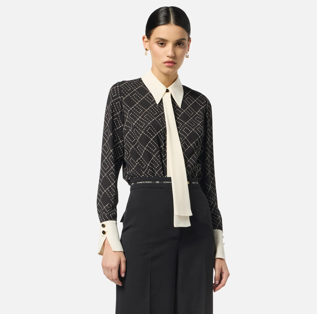 Camicia in georgette con stampa bi-color