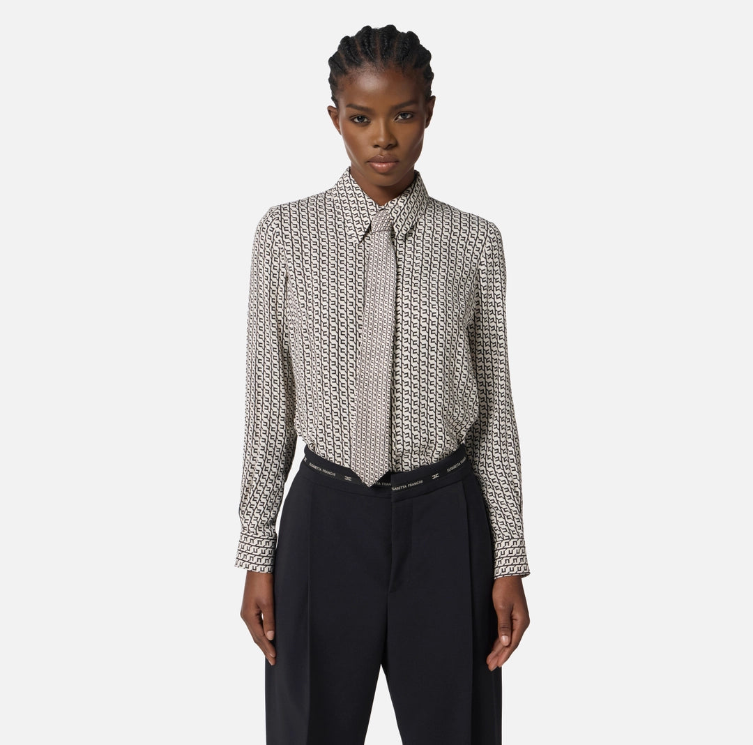 Camicia in georgette stampata con cravatta