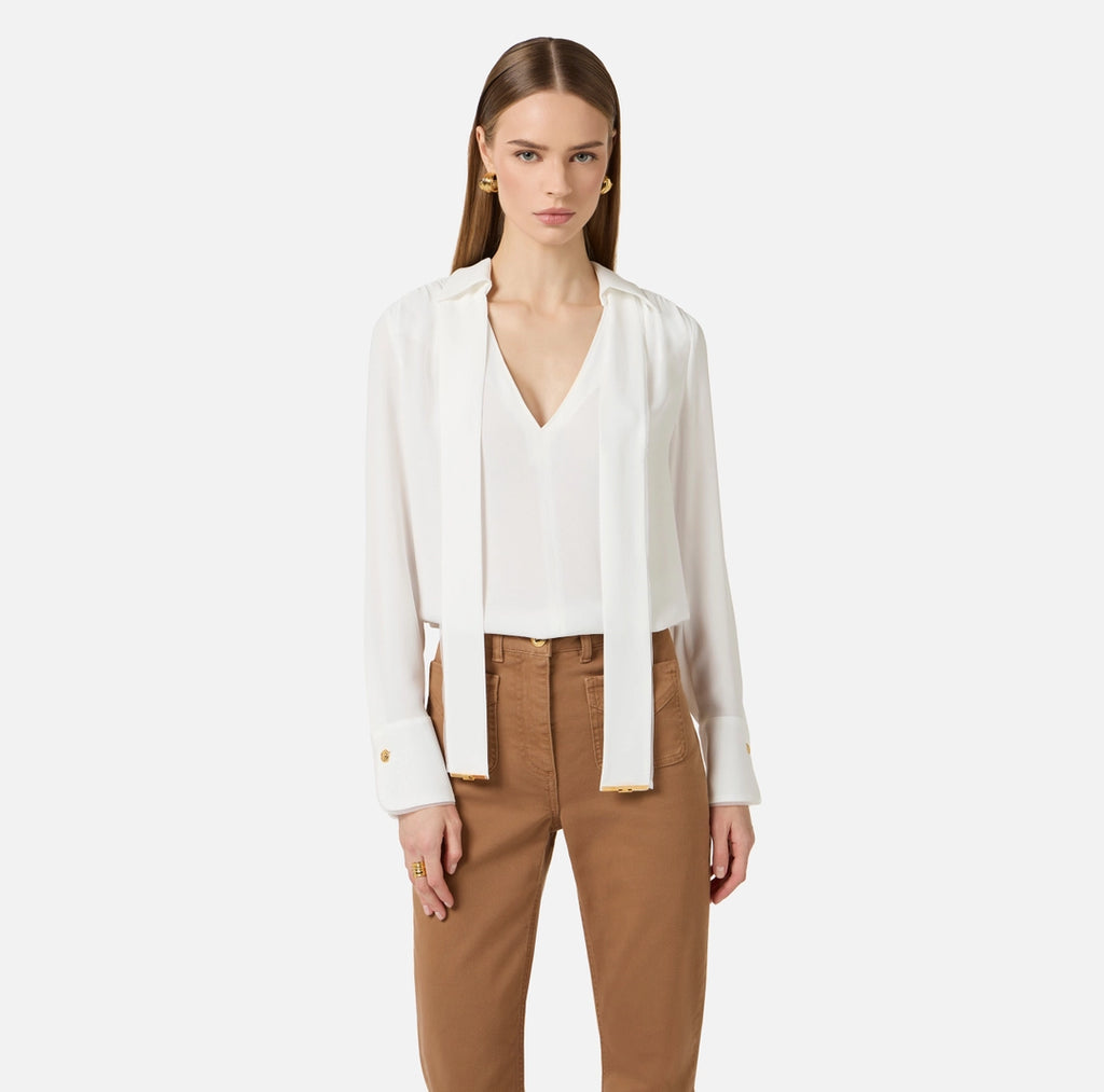 Camicia in georgette di viscosa con fusciacca