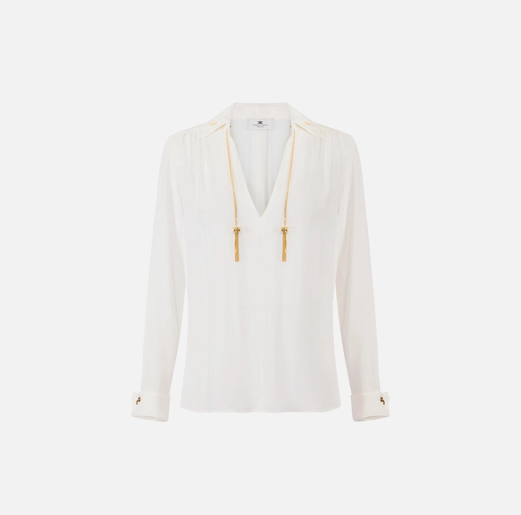 Camicia in georgette con dettagli gioiello