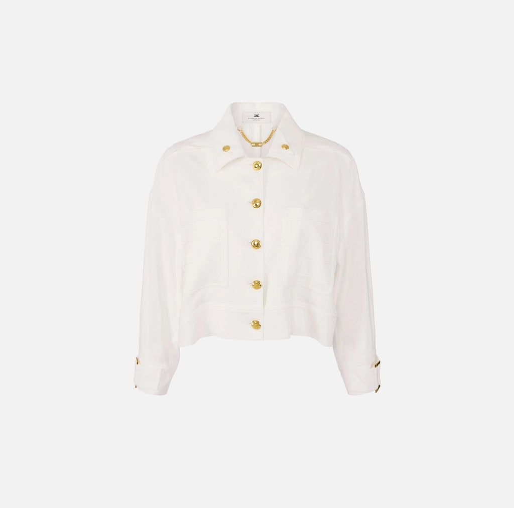 Caban in gabardina con bottoni gioiello
