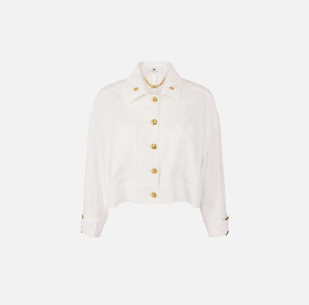 Caban in gabardina con bottoni gioiello