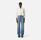 Caban in gabardina con bottoni gioiello