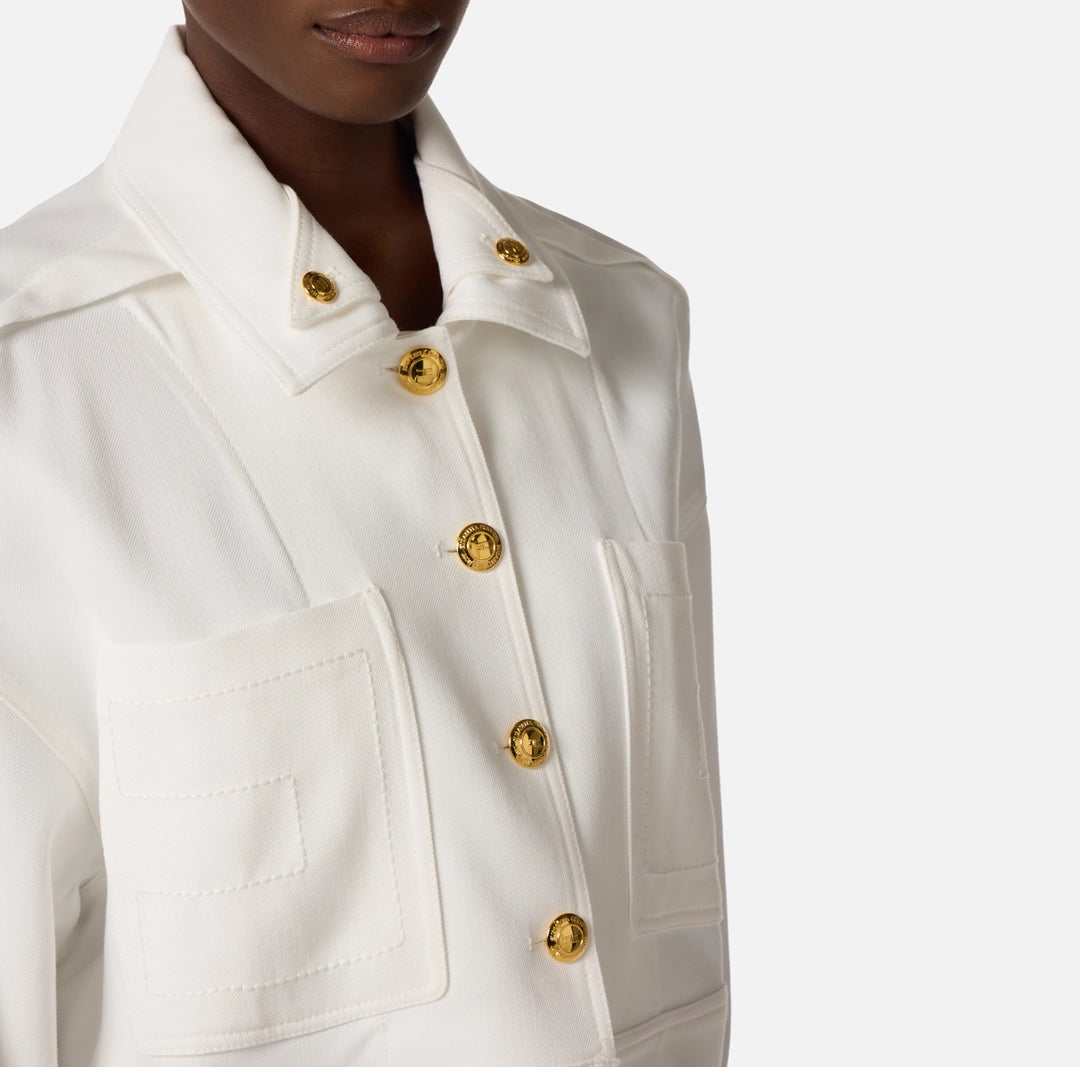 Caban in gabardina con bottoni gioiello