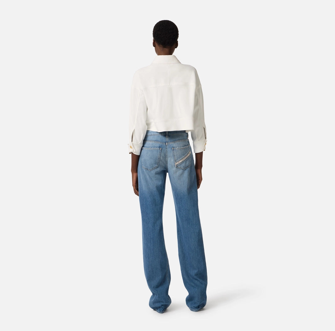 Caban in gabardina con bottoni gioiello