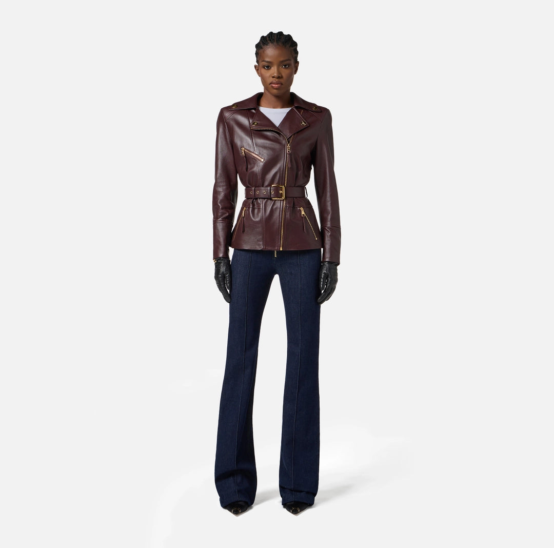 Giacca biker in pelle