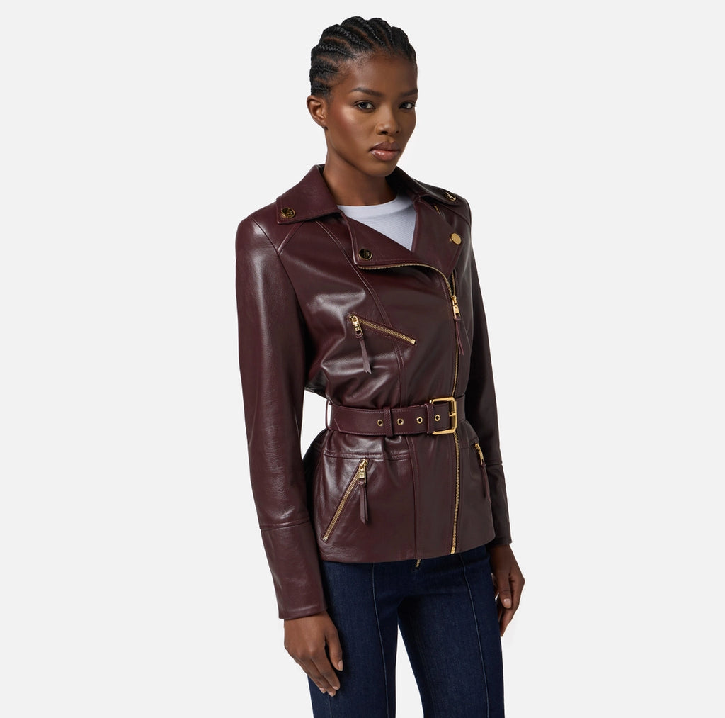 Giacca biker in pelle
