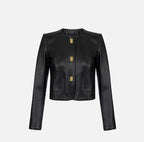 Giacca in pelle con dettagli in vinile