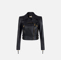 Giacca biker in pelle nera