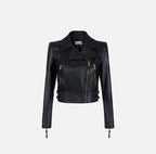 Giacca biker in pelle nera