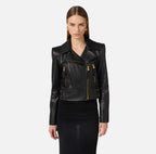Giacca biker in pelle nera