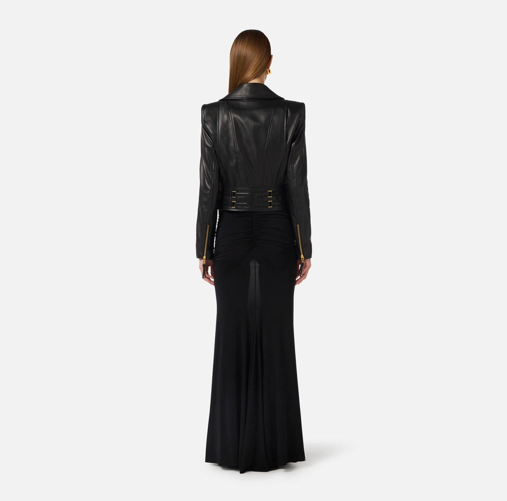 Giacca biker in pelle nera