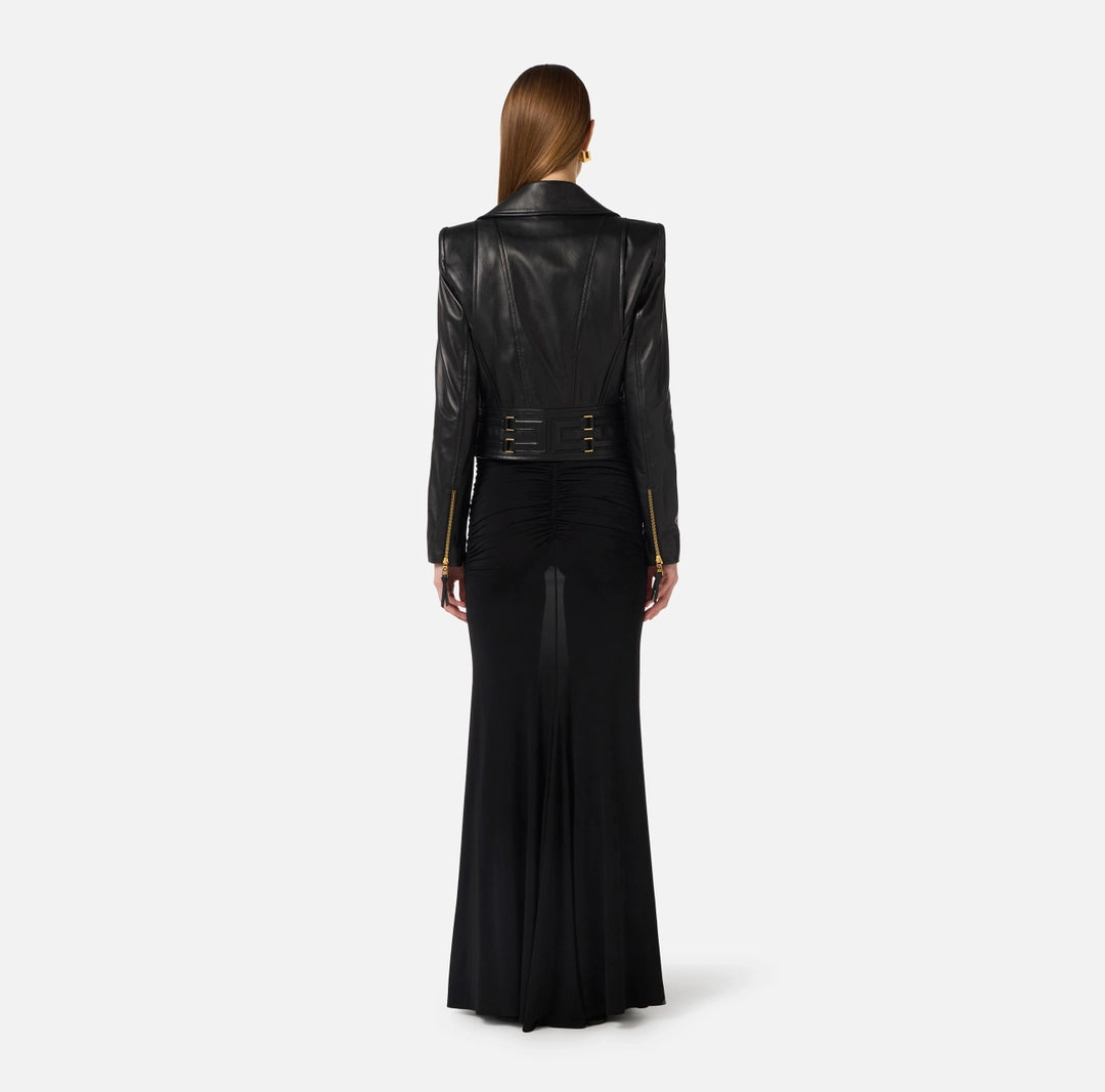 Giacca biker in pelle nera