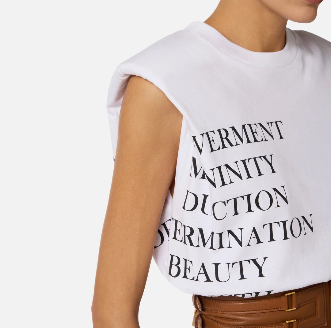 T-shirt in jersey con stampa lettering