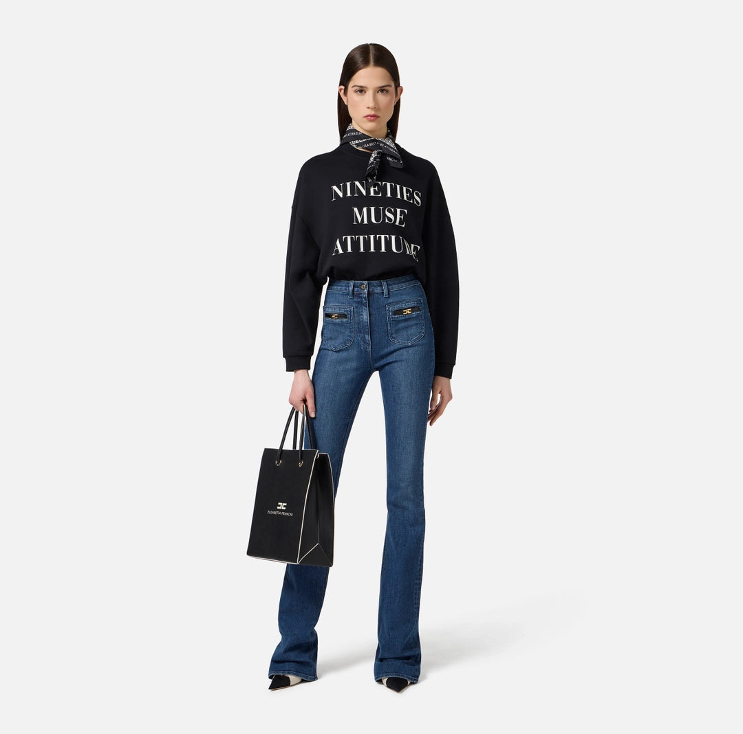 Felpa in cotone con stampa lettering