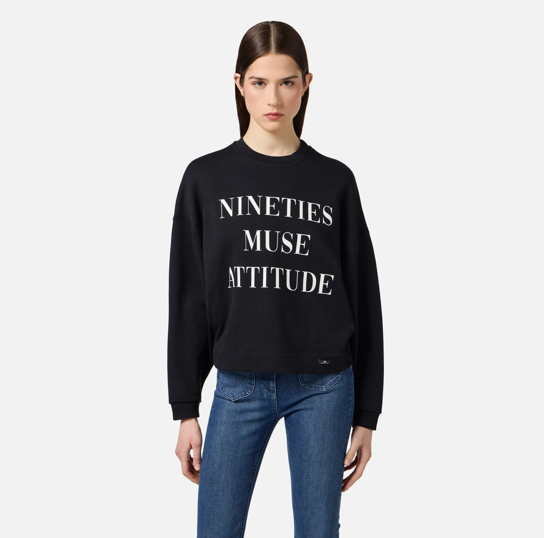 Felpa in cotone con stampa lettering