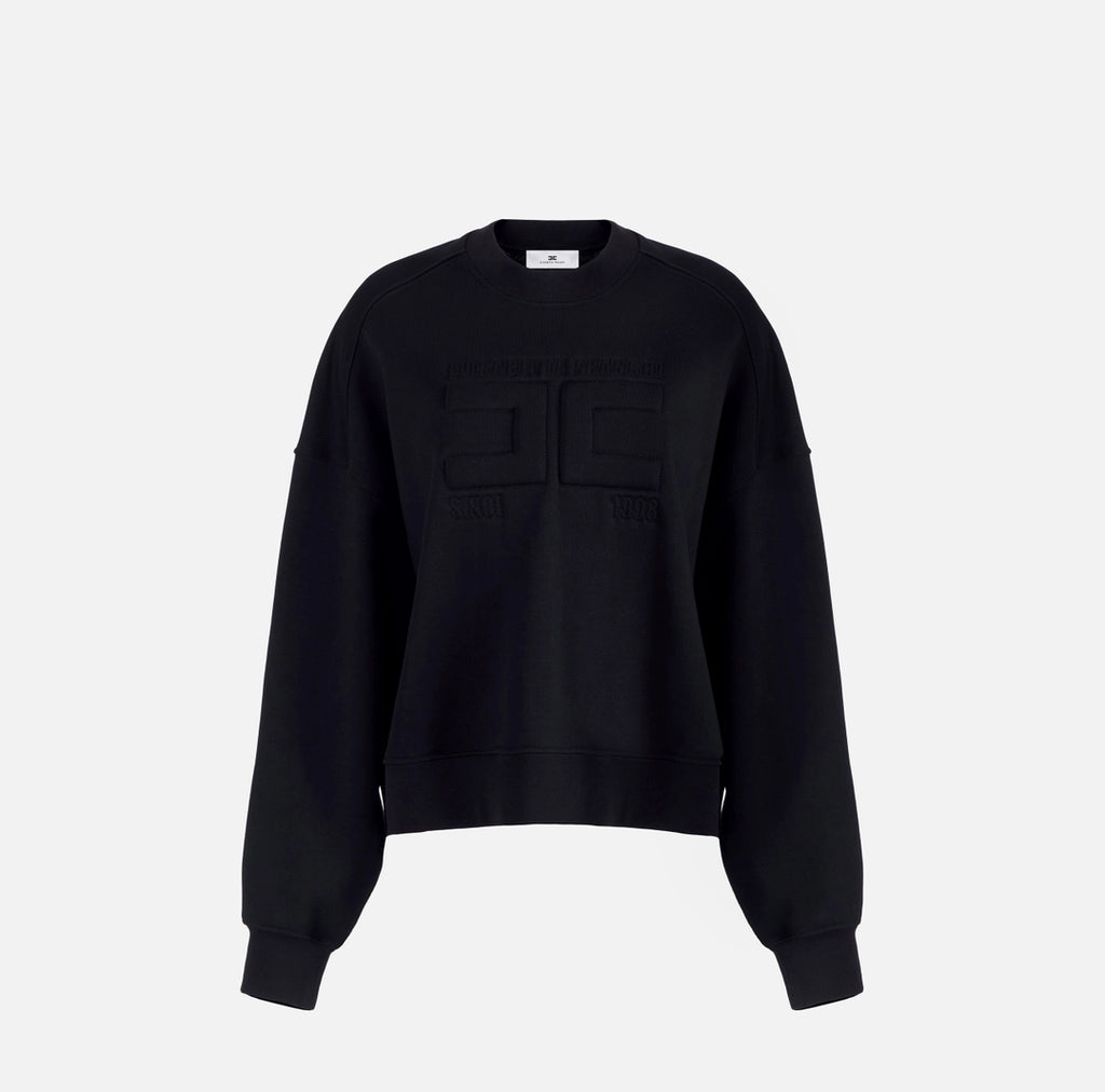 Felpa in cotone con logo embossed