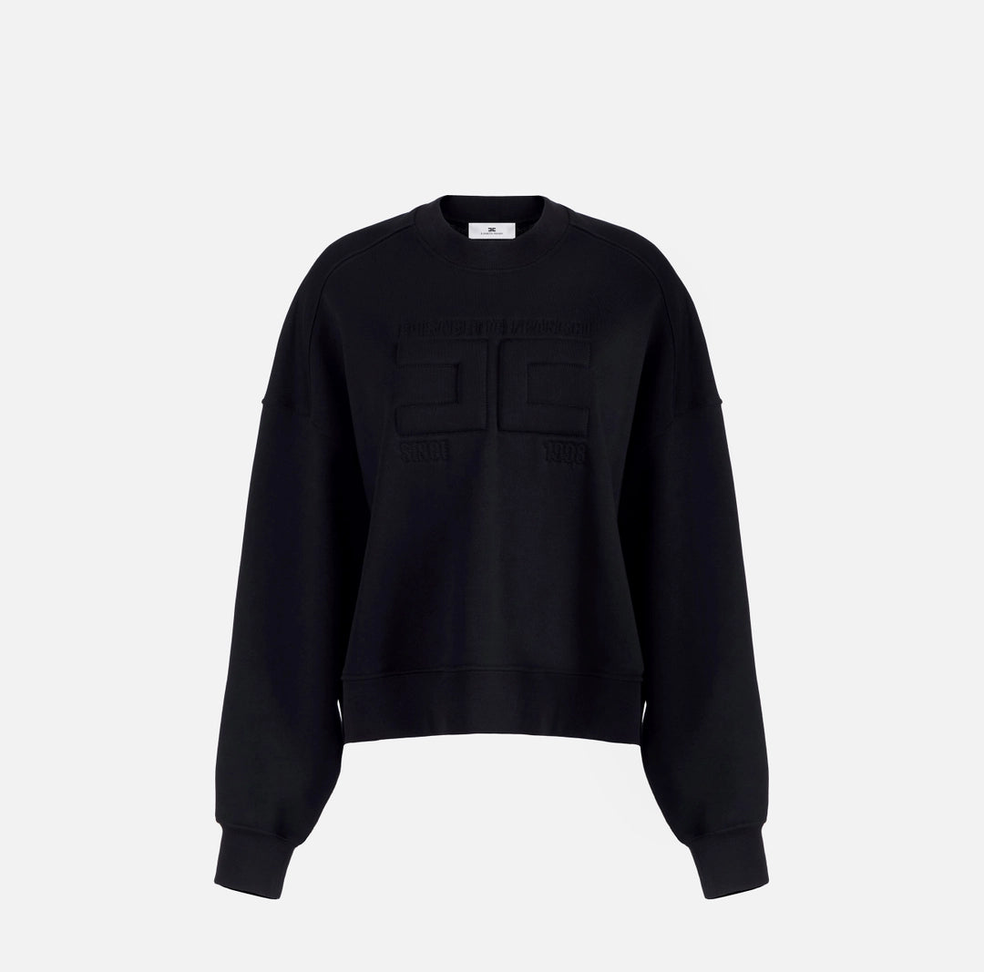 Felpa in cotone con logo embossed