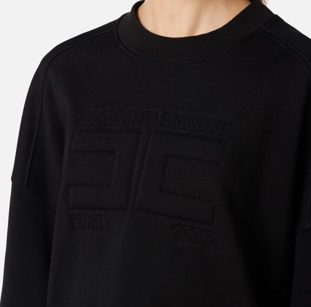 Felpa in cotone con logo embossed