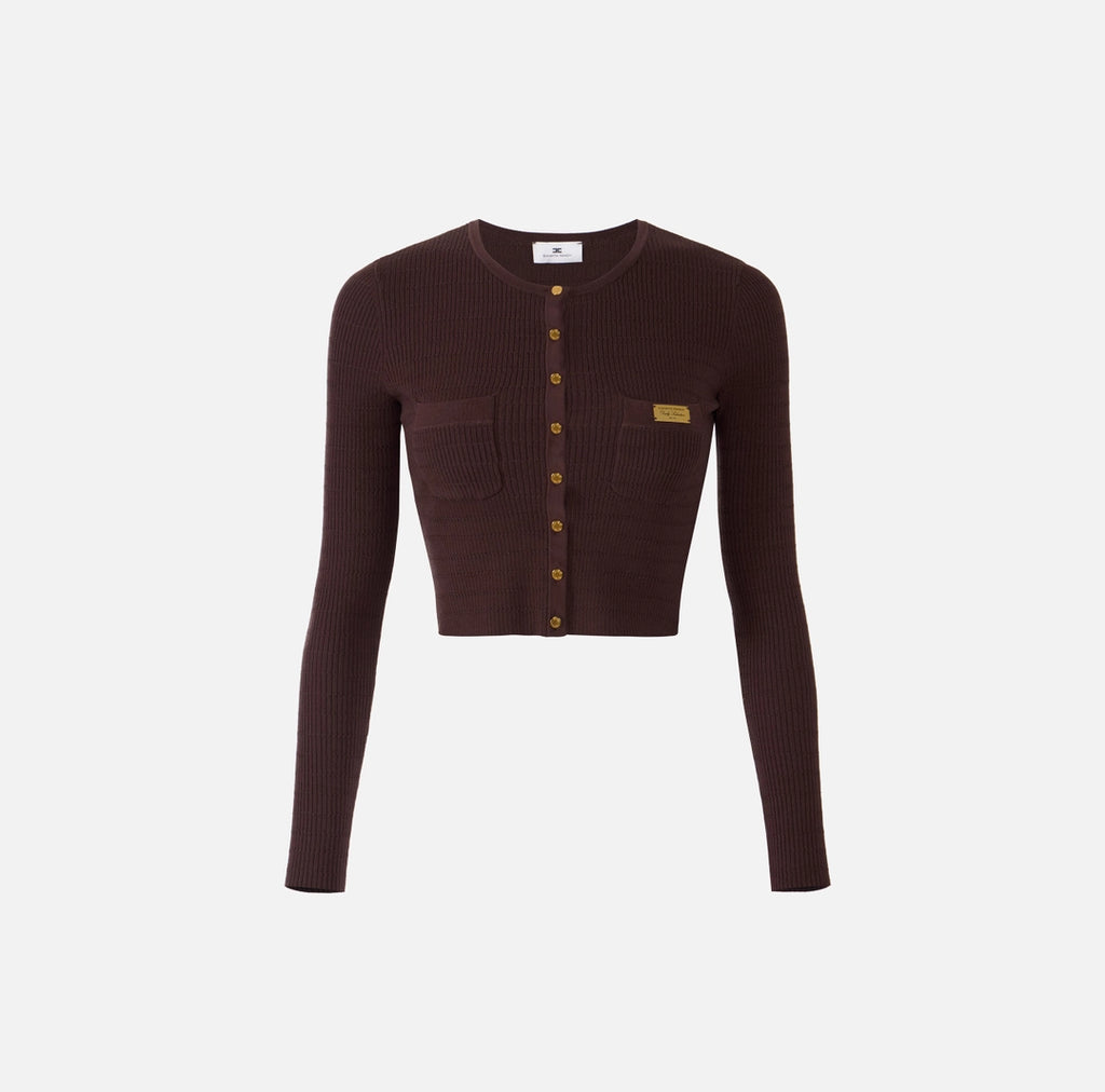 Cardigan in maglia a micro-trecce