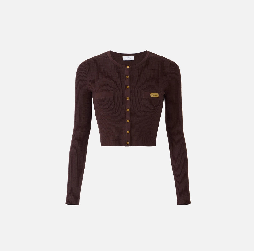 Cardigan in maglia a micro-trecce