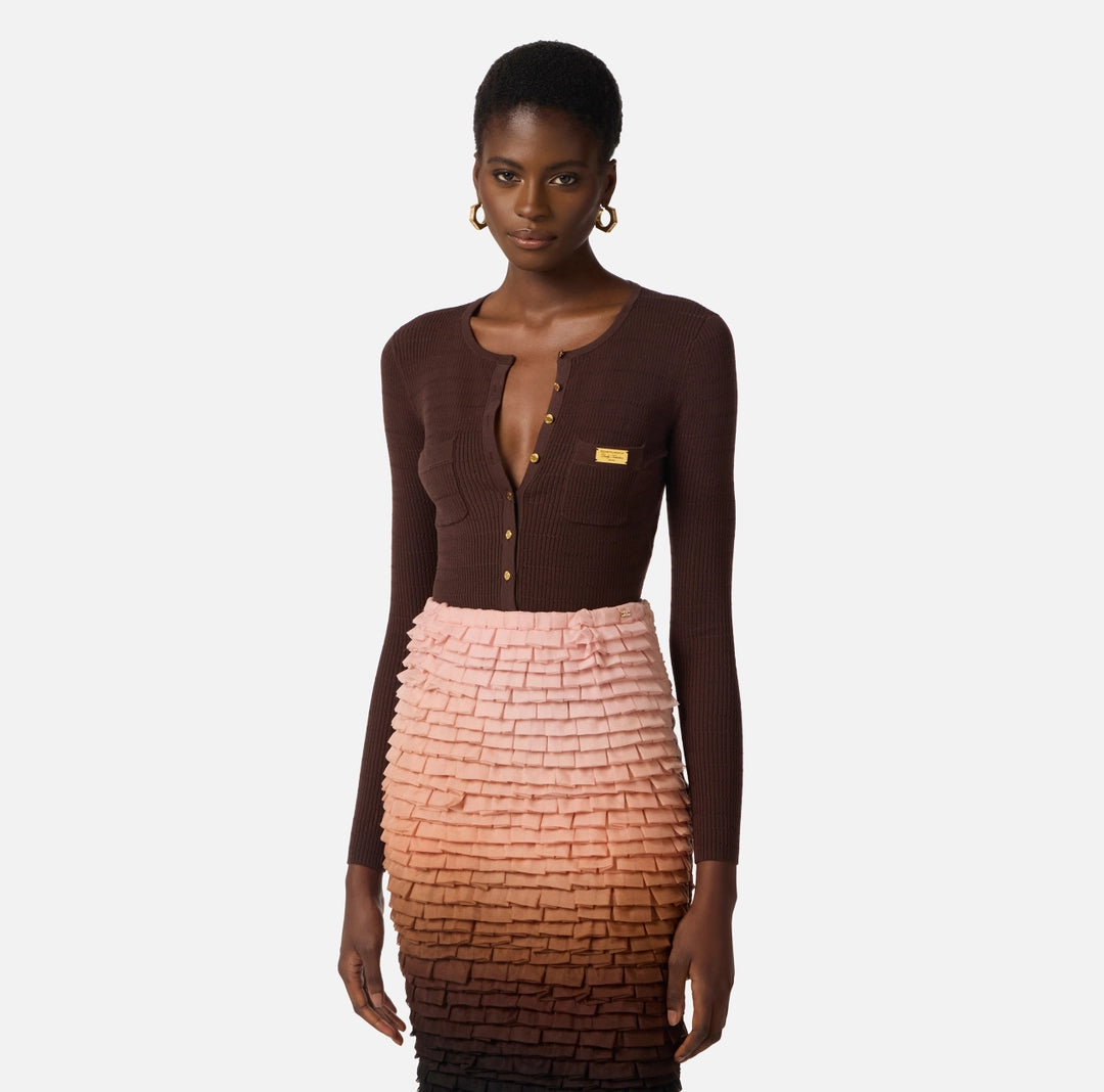Cardigan in maglia a micro-trecce