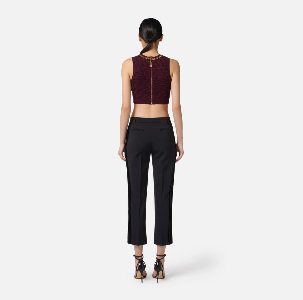 Pantaloni in crêpe leggero con dettagli smoking