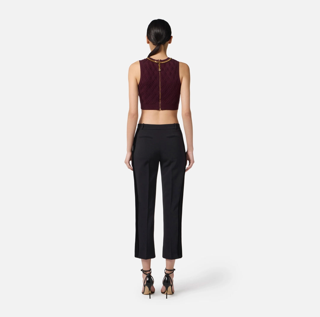 Pantaloni in crêpe leggero con dettagli smoking