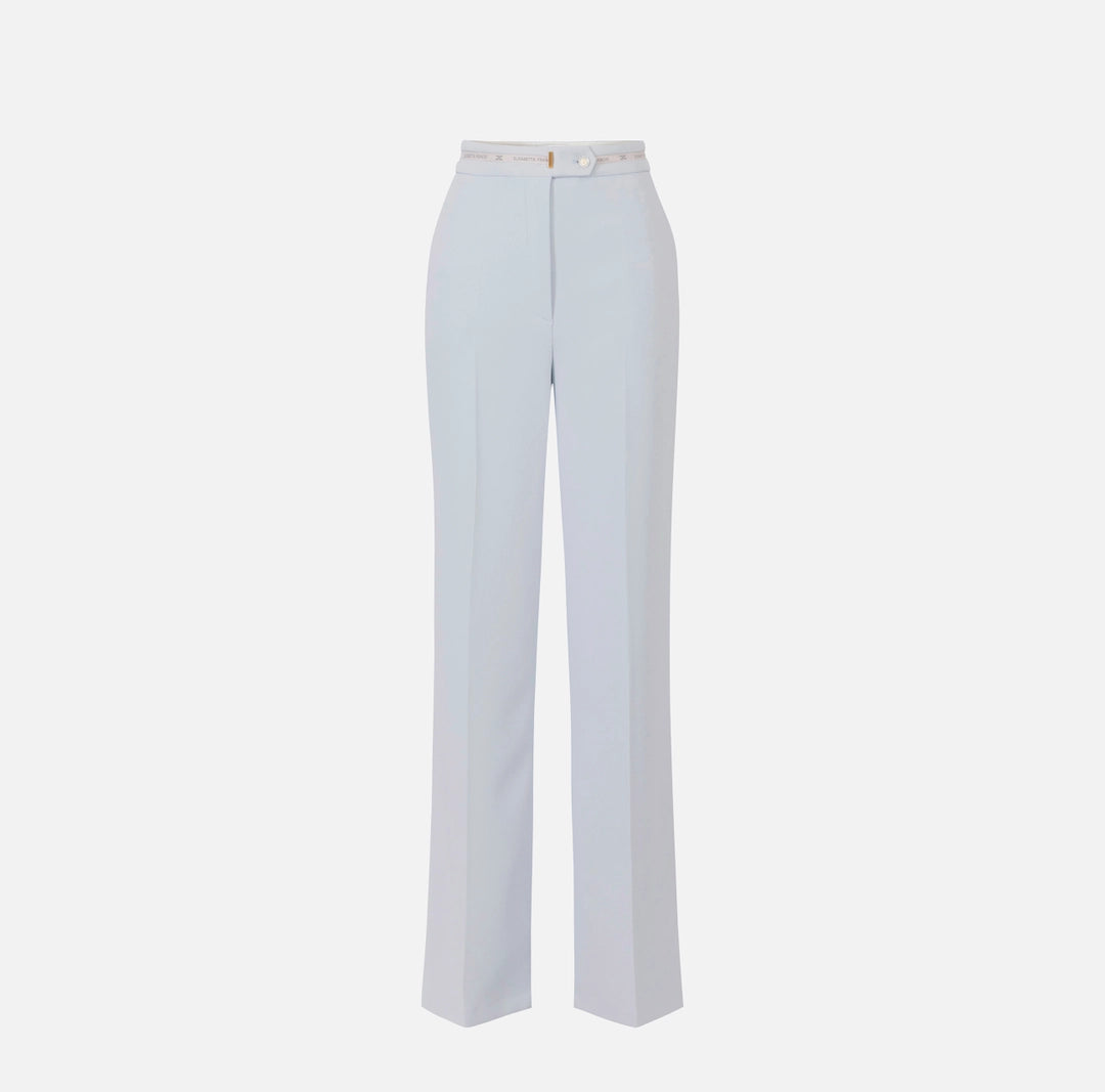 Pantaloni in crêpe leggero con nastro logo