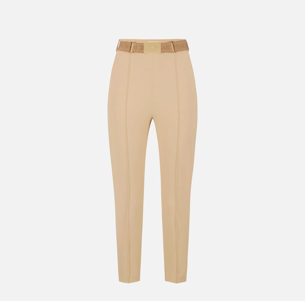 Pantaloni in tessuto tecnico bielastico con cintura