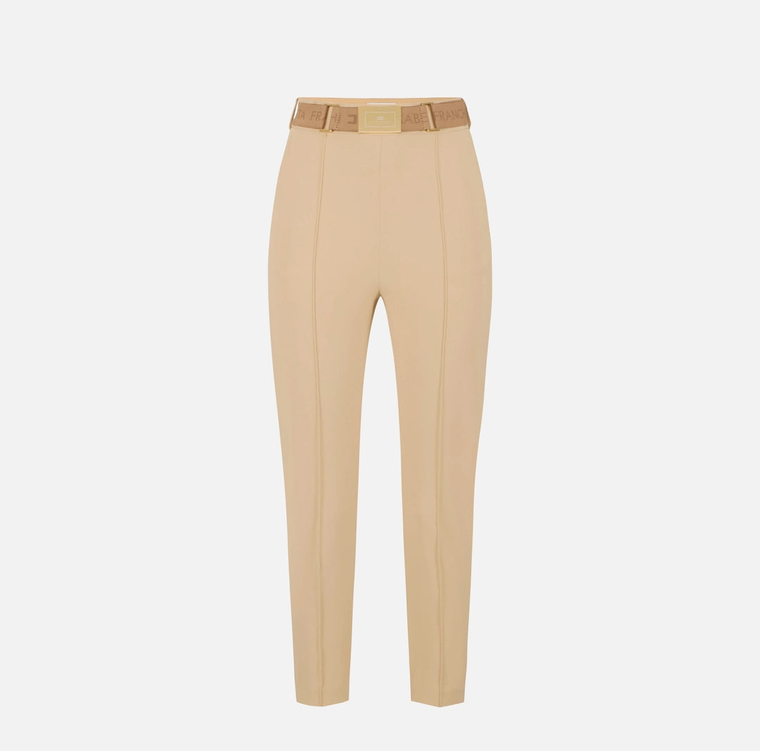 Pantaloni in tessuto tecnico bielastico con cintura