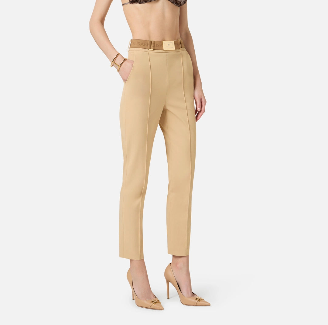 Pantaloni in tessuto tecnico bielastico con cintura