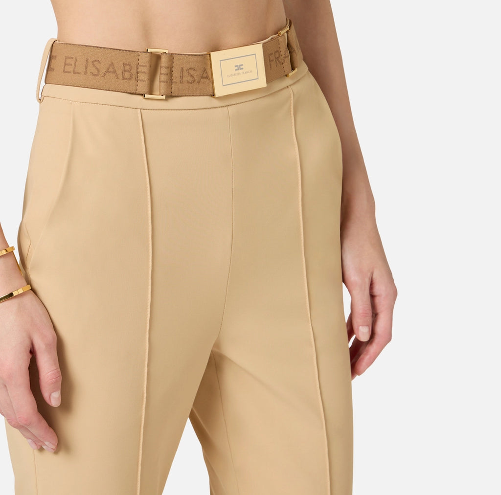 Pantaloni in tessuto tecnico bielastico con cintura
