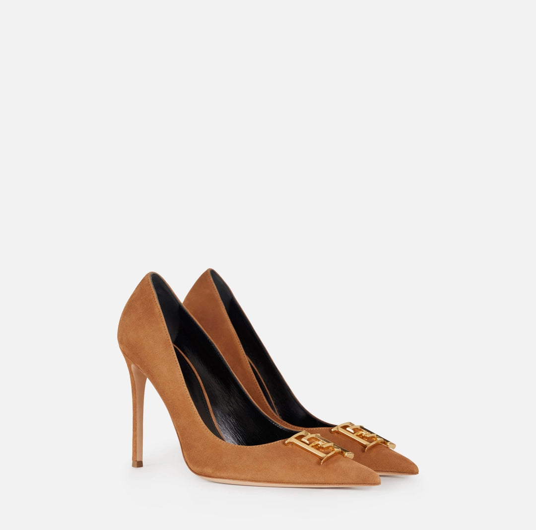 Décolleté in suede con dettaglio logo