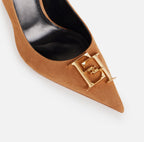 Décolleté in suede con dettaglio logo