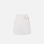 Shorts in gabardina con logo gioiello