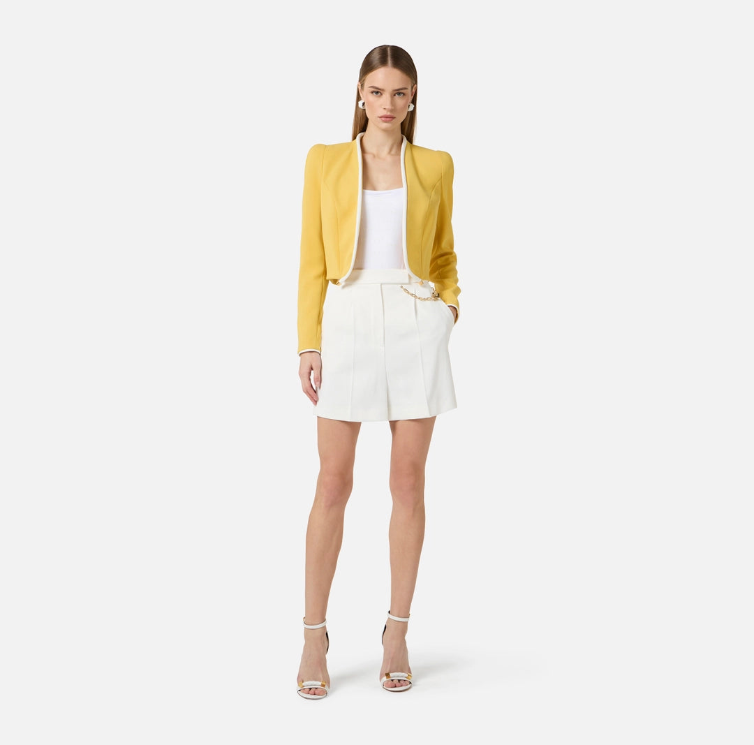 Shorts in gabardina con logo gioiello