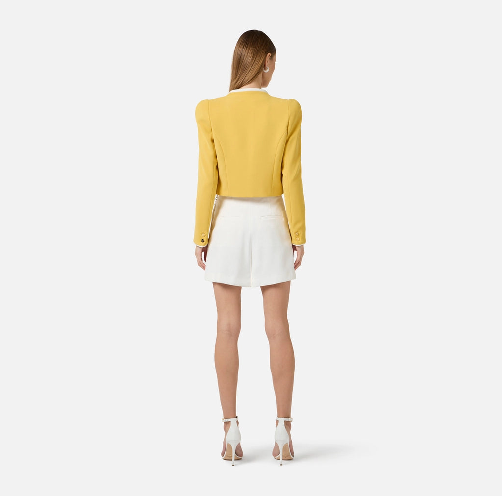 Shorts in gabardina con logo gioiello
